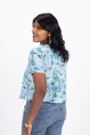 Blue Hand Block Printed Cotton Crop Top 10074300lue