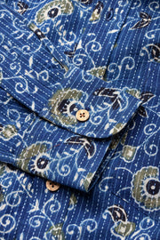 Blue Full Sleeve Ajrakh Printed Cotton Mens Shirt 10073162