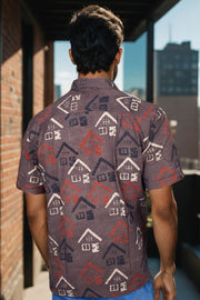 Brown Half Sleeve Ajrakh Printed Cotton Mens Shirt 10073049