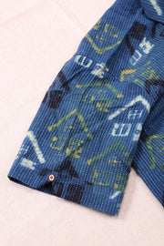 Blue Half Sleeve Ajrakh Printed Cotton Mens Shirt 10073052