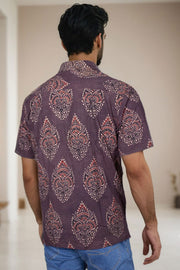 Brown Half Sleeve Ajrakh Printed Cotton Mens Shirt 10073053