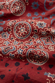 Red Half Sleeve Ajrakh Printed Cotton Mens Shirt 10073060
