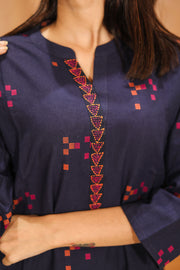 Blue Hand Embroidered Cotton Kurta 10062696