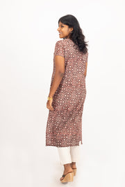 Brown Jahota Hand block Printed Cotton Kurta 10072343