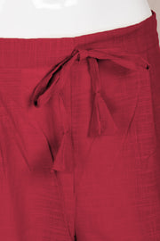Red Solid Style Cotton Pant 10062711 