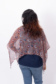 Millennium Blue Handcrafted Chiffon Crop Top 10071235