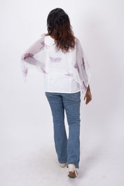 White Handcrafted Chiffon Crop Top 10071240