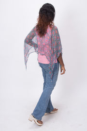 Pink Handcrafted Chiffon Crop Top 10071241