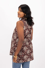 Brown Jahota Hand Block Cotton Kurtis 10072377