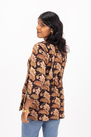 Black Jahota Hand block Printed Cotton Kurti 10072379