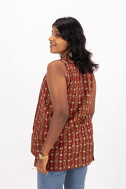 Marron Jahota Hand Block Cotton Kurtis 10072380