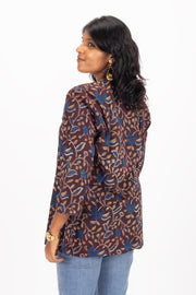 Brown Jahota Hand block Printed Cotton Kurti 10072382