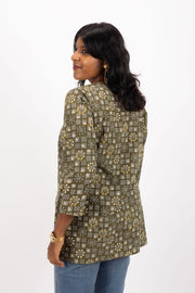 Green Jahota Hand Block Cotton Kurtis 10072383