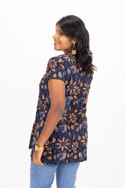 Blue Jahota Hand block  Printed Cotton Kurti 10072384