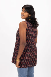 Black Jahota Hand Block Cotton Kurtis 10072385