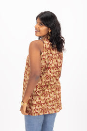 Marron Jahota Hand block Printed Cotton Kurti 10072386