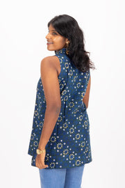 Blue Jahota Hand block Printed Cotton Kurti 10072387