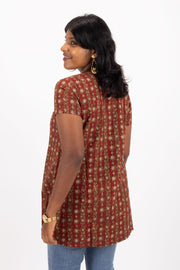 Marron Jahota Hand Block Cotton Kurtis 10072388