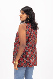 Red Jahota Hand block Printed Cotton Kurti 10072395