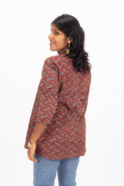 Maroon Ajrakh Printed Cotton Kurti 10072402