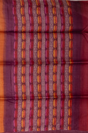 Orange Printed Tussar Silk Saree 10076296