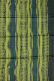 Olive Green Printed Tussar Silk Saree with Floral Motifs 10076447