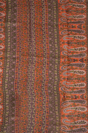 Winewood Brown Printed Tussar Silk Saree with Floral Motifs 10076452