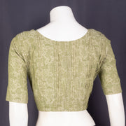 Bamboo Dust Green Vanashringaram Handblock Printed Cotton Blouse 10076543