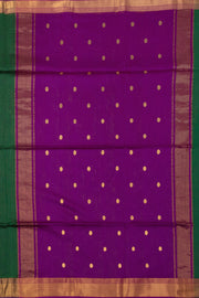 Green Maheshwari Silk Cotton Saree 10075274