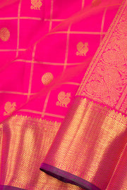 Deep Carmine Pink Bridal Kanjivaram Silk Saree 10075536