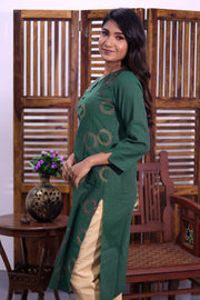 Green Hand Embroidered Cotton Kurta 10062703