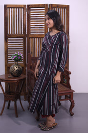 Black Hand Embroidered Cotton Kurta 10062659