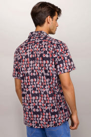 Black Half Sleeve Jahota Printed Cotton Mens Shirt 10074315