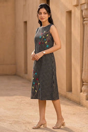 Black Hand Embroidered Cotton Dress 10077623