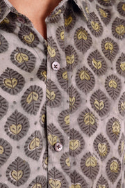 Grey Full Sleeve Vanaspathi Print Modal Silk Mens Shirt 10074059
