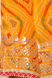 Yellow Handcrafted Kota Doria Cotton Lehenga