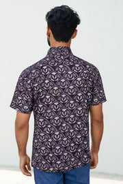 Black Half Sleeve Jahota Printed Cotton Mens Shirt 10074414