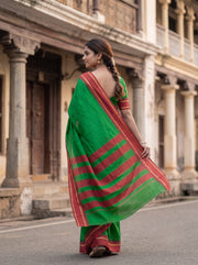 Emerald Green Vegan Silk Kanjivaram Saree 10077932