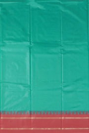 Peacock Green Vegan Silk Kanjivaram Saree With Temple Border 10077926