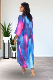 Multi Colour Printed Vegan Charmeuse Silk Dress 10074050