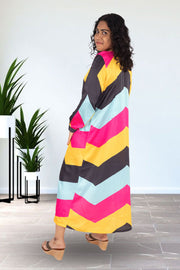 Multi Colour Printed Vegan Charmeuse Silk Dress 10073752