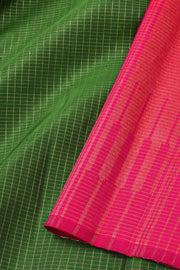 Green Kanjivaram Pure Silk Saree with Zari Checks 10077902