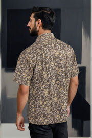 Brown Half Sleeve Ajrakh Printed Cotton Mens Shirt 10072909