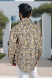 Green Full Sleeve Ajrakh Printed Cotton Mens Shirt 10071166
