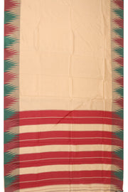 Beige Kanjivaram Vegan Silk Saree with Temple Border 10077949