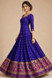 Violet Handcrafted Paithani Lehenga - 10065965