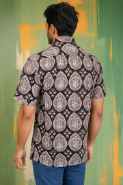 Grey Half Sleeve Jahota Printed Cotton Mens Shirt 10074320