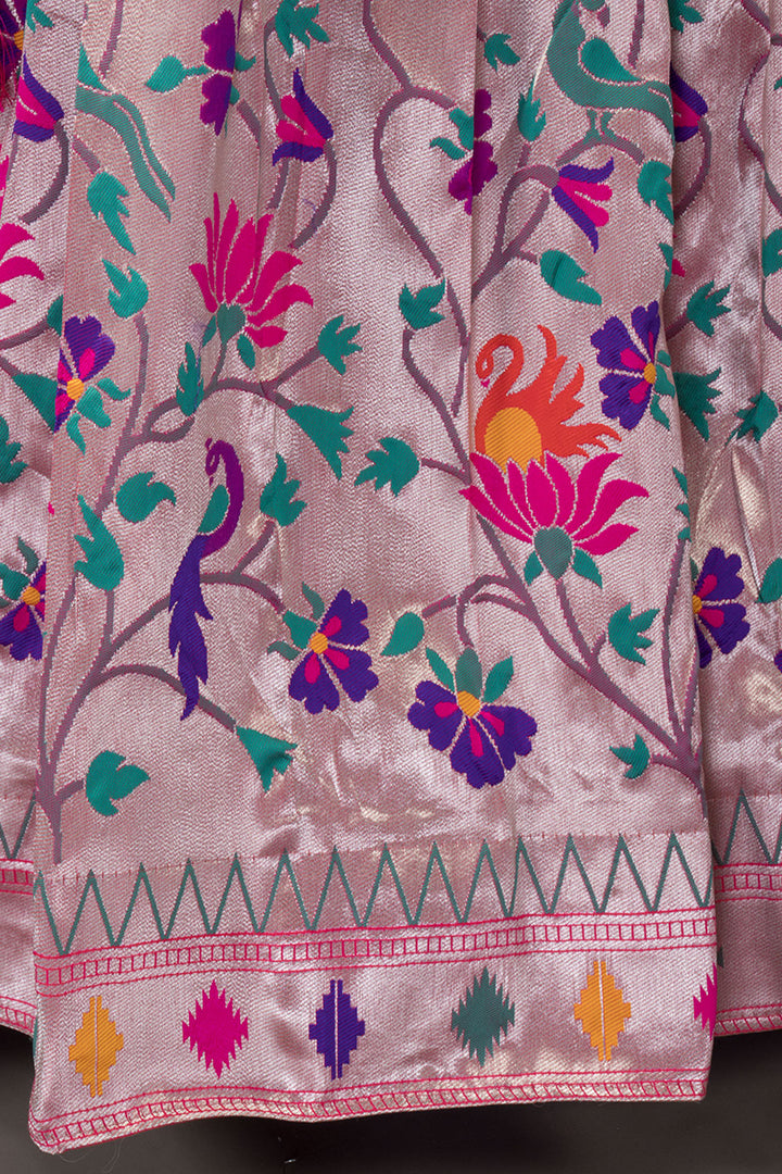 Pink Handcrafted Paithani Lehenga-Avishya