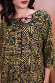 Rustic Green Hand Embroidered Cotton Kurta