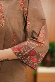 Brown Hand Block Printed Cotton Kurta & Pant Set 10062644